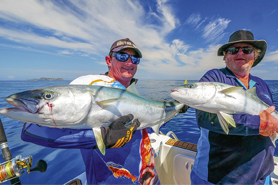 Over a four-day charter, the Aussie anglers took only these two modest kingfish for eating as well as taking home to be shared with their families.