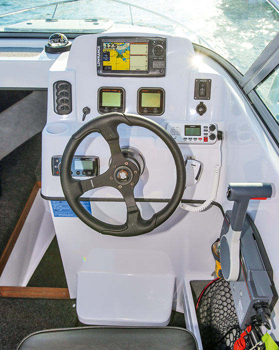 Electronic upgrades to either Simrad or Lowrance 9" screen units are part of the Haines Hunter SF545LE packages.