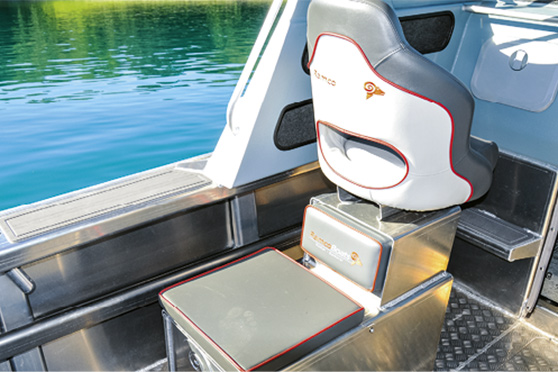 The passenger side seat also has a rear-facing bench with internal storage space.
