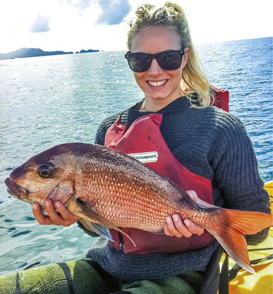 Brooke Hannah with a nice snapper from the kayak.
