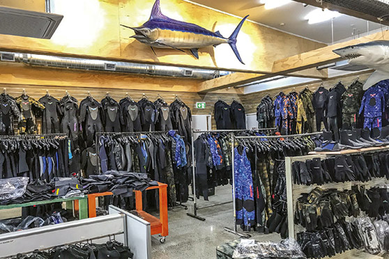 There is no mistaking you are in a freediving store!