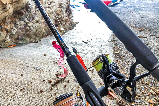An Ocean Angler Microwave V2 rod with a Shimano Sustain 2500HG is the writer's preferred soft-bait setup.