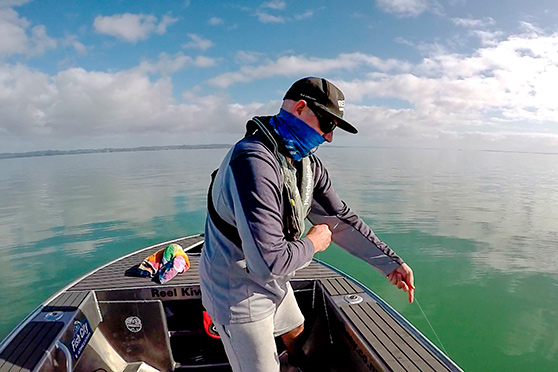 Stevo doing the mahi - you have to earn your fish with a handline!