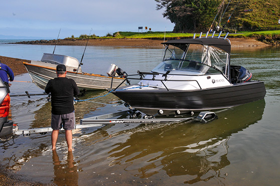 DMW fitted the trailer to the boat, making sure the rollers were in the right spots and the boat was sitting low on the trailer for ease of launching.