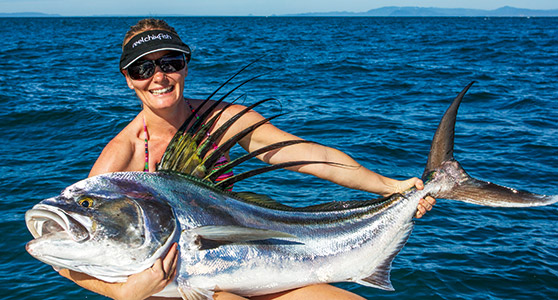 Bea has caught many great roosterfish over the years, and all were released.