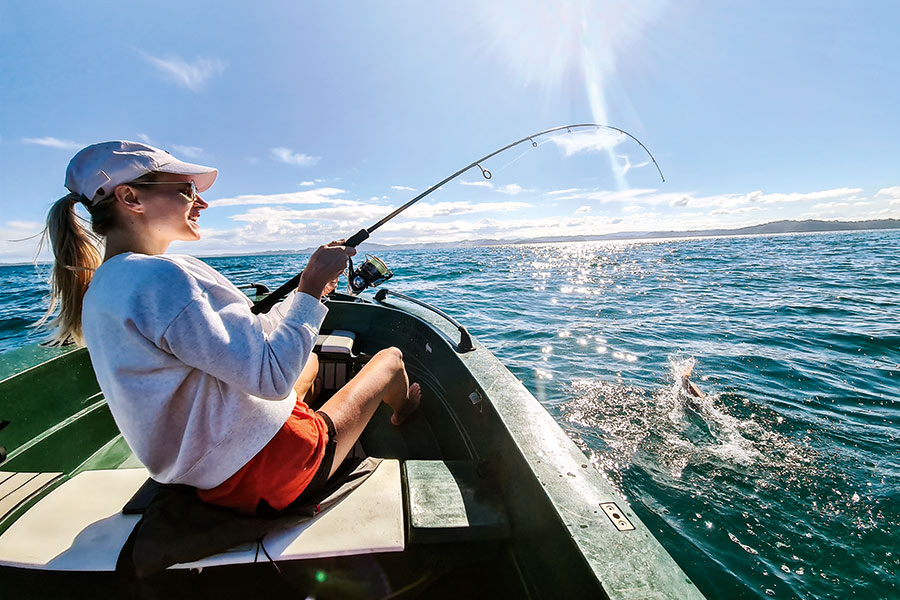 Brooke Jones soft-baiting the shallows for some nice snapper.