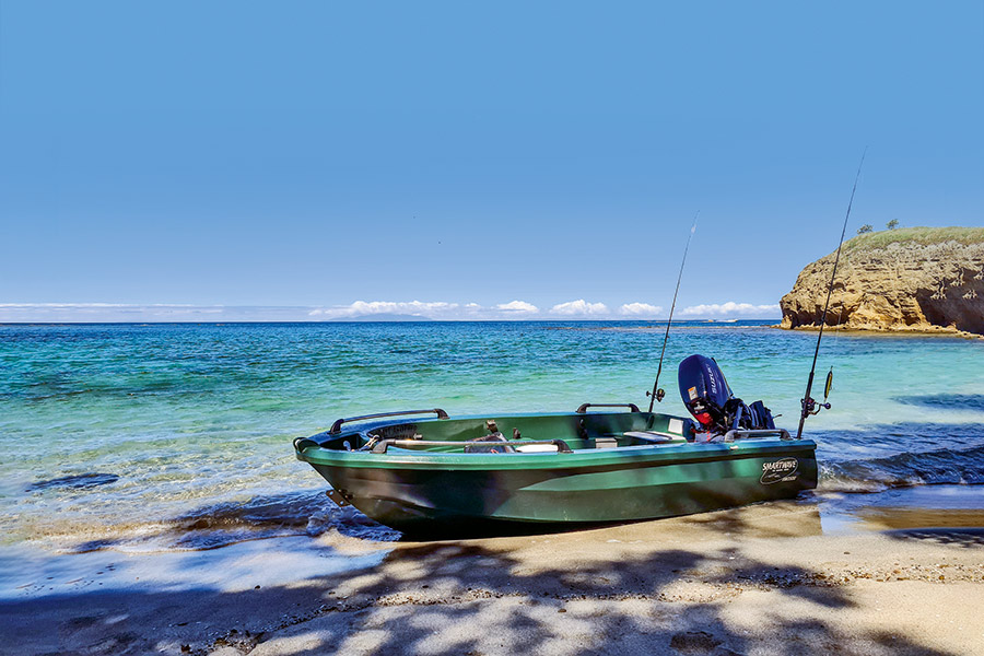 Dinghies are perfect for exploring because you can just leave them sitting on the sand.