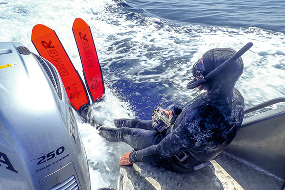 Dropping into the water while the boat is still moving is tricky. Make sure you have practiced this before you see the marlin.