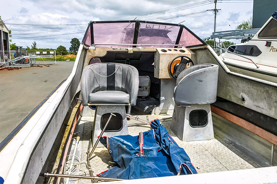 Reversible seats from Absolute Marine add a touch of luxury to Oarsumm's cockpit without taking up too much space.