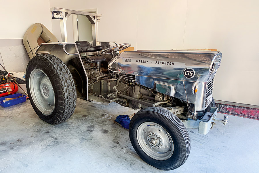 This refurbished Massey Fergusson 135 tractor is a head-turner when Cyril uses it to launch his boat at the nearby Waitangi Ramp.