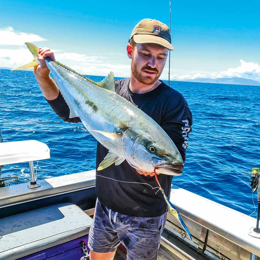 Once the livies ran out, the writer threw down a Glowbite Lightning Rod jig and quickly hooked up.