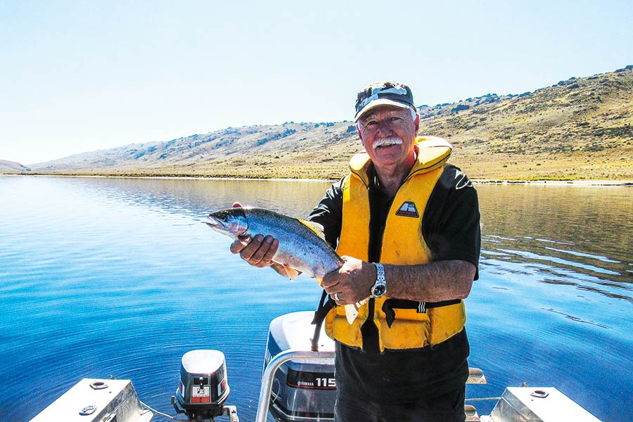 The writer with a prime Manorburn trout, one of two kept on the day.