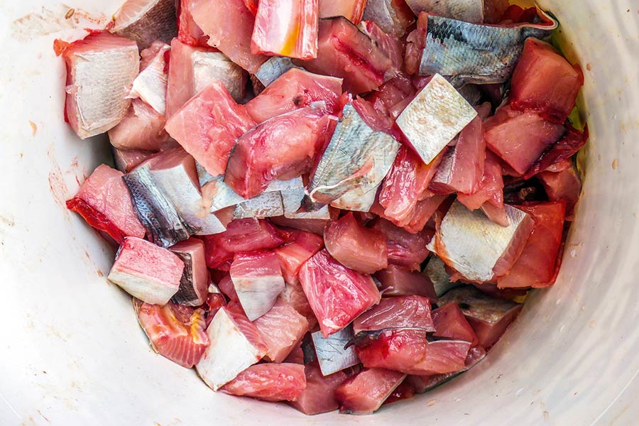 Chunks ready for salting.