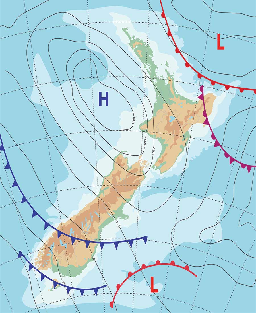 Isobar maps indicate areas of high and low pressure, as well as how intense these systems may be.