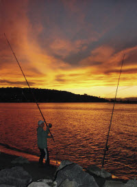Surfcasting from the beach