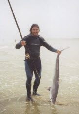 Surfcasting from the beach