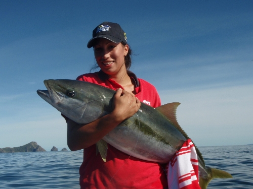 The Mrs with her first Kingi - Stoked 