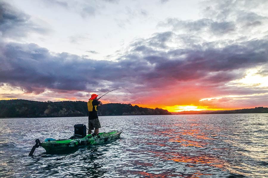 Standing on kayaks is an option for those who back their balance, as Brandon proves here.