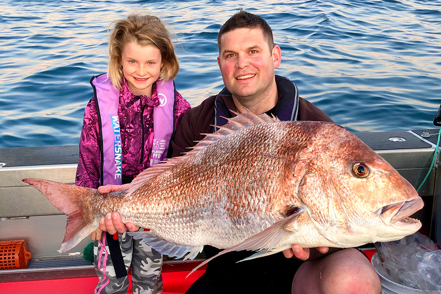 Dad and daughter Brianna with another substantial Nelson snapper.