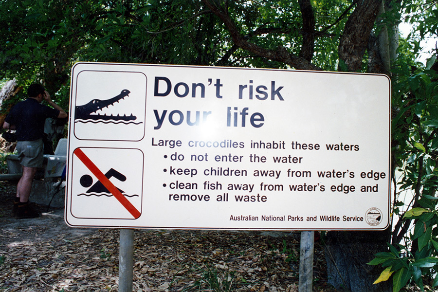 In Aussie, there are some basic rules to avoid problems, and these are often painted on large signs at boat ramps and river crossings.