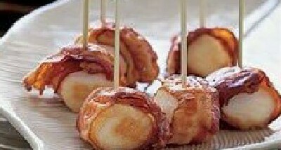 Bacon Wrapped Scallops in Bourbon